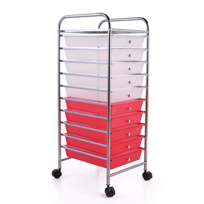 Heavy Duty 10 Drawer Rolling Storage Organizing Cart