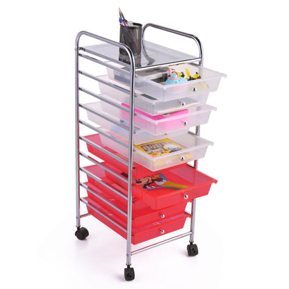 Heavy Duty 10 Drawer Rolling Storage Organizing Cart