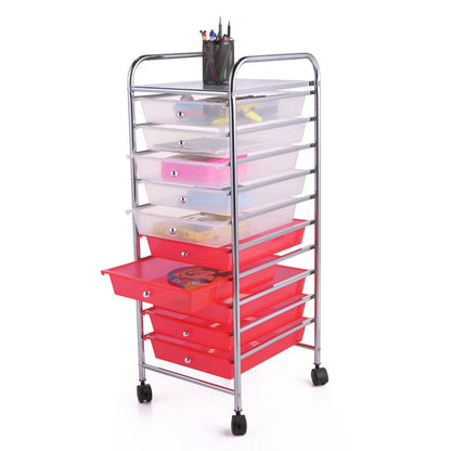 Heavy Duty 10 Drawer Rolling Storage Organizing Cart