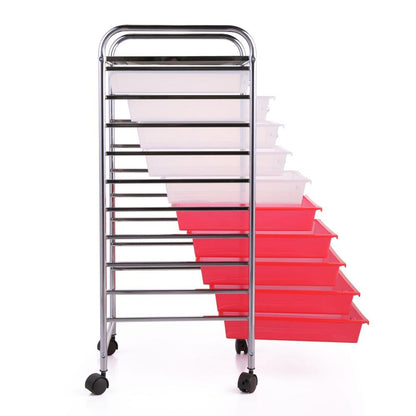 Heavy Duty 10 Drawer Rolling Storage Organizing Cart