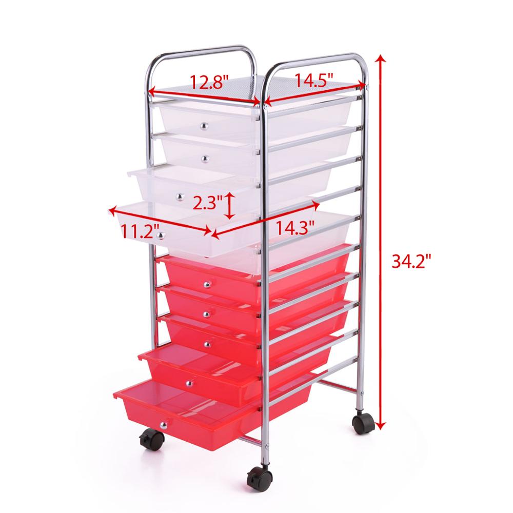 Heavy Duty 10 Drawer Rolling Storage Organizing Cart