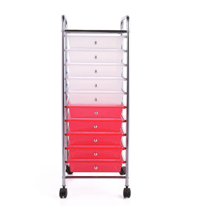 Heavy Duty 10 Drawer Rolling Storage Organizing Cart