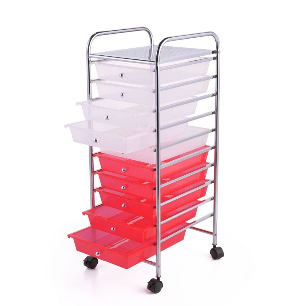 Heavy Duty 10 Drawer Rolling Storage Organizing Cart