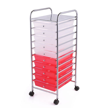 Heavy Duty 10 Drawer Rolling Storage Organizing Cart