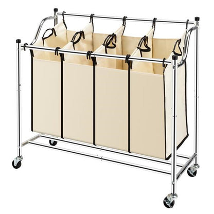 4 Section Laundry Sorter Dividing Hamper Basket