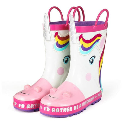 Comfortable Girls' Unicorn Waterproof Rain Boots