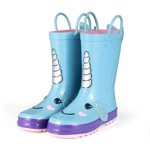 Comfortable Girls' Unicorn Waterproof Rain Boots