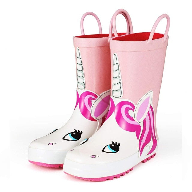 Comfortable Girls' Unicorn Waterproof Rain Boots