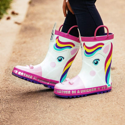 Comfortable Girls' Unicorn Waterproof Rain Boots