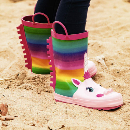 Comfortable Girls' Unicorn Waterproof Rain Boots