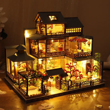 Large LED Glowing Modern Wooden DIY Doll House