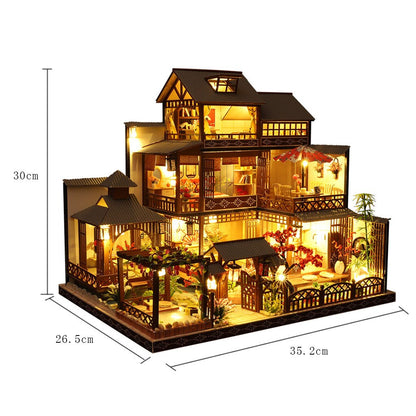 Large LED Glowing Modern Wooden DIY Doll House