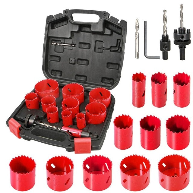 All In One Bi-Metal Hole Dozer Saw Drill Bit Kit 17 pcs