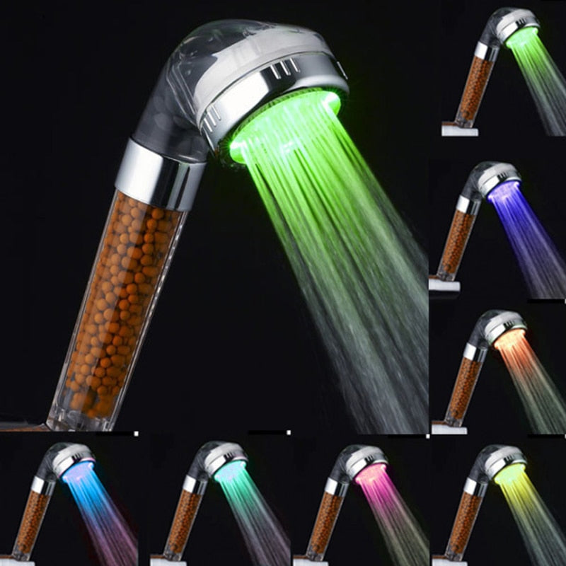 LED High Pressure Handheld Shower Head With Lights