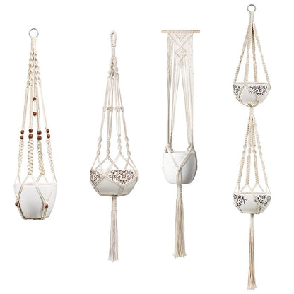 Premium Macrame Ceiling Hanging Planter Holder 4 Pack