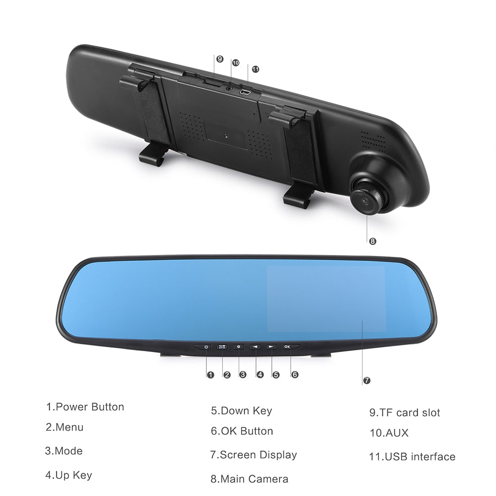 Backup Rearview Mirror Dash Camera For Car