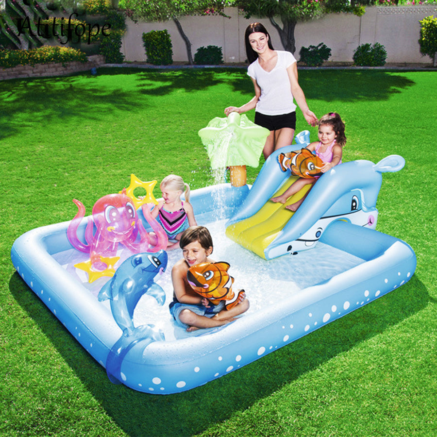 Kids Backyard Inflatable Blow Up Water Slide Pool