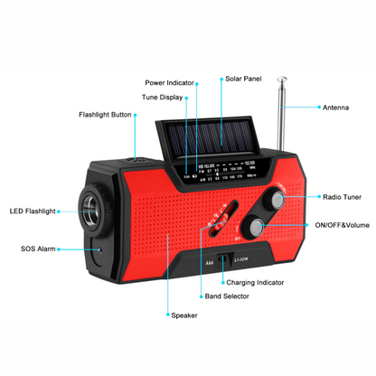 Solar Powered Emergency Hand Crank Survival Radio