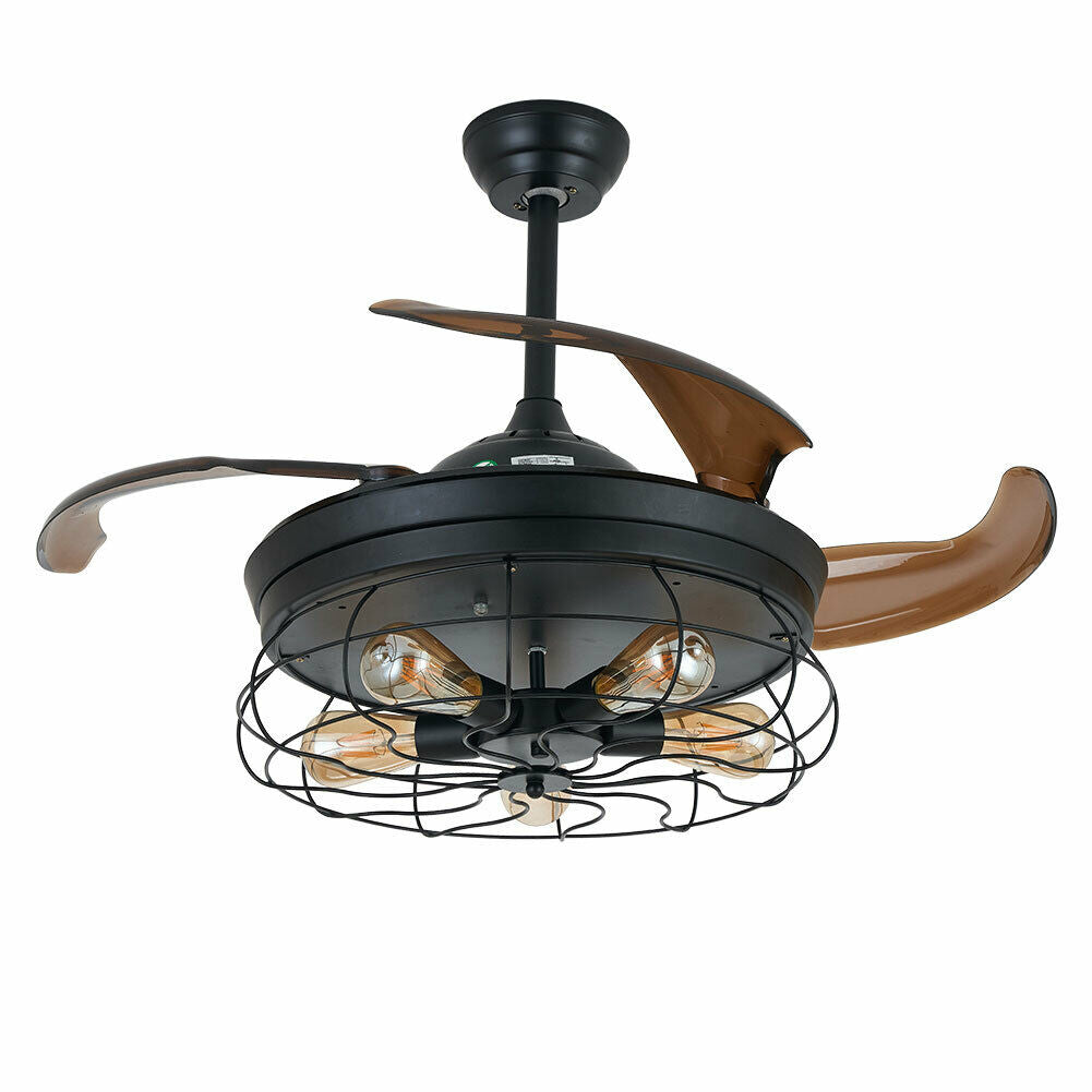 Modern Unique Reractable Ceiling Fan With Light 42 in