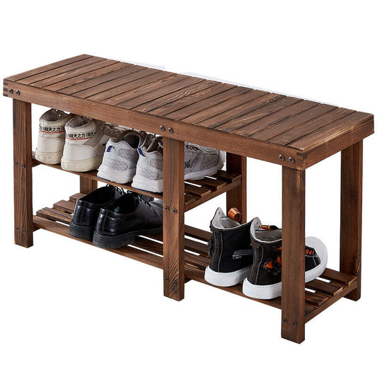 Large Spacious Entryway Shoe Organizer Storage Bench Rack