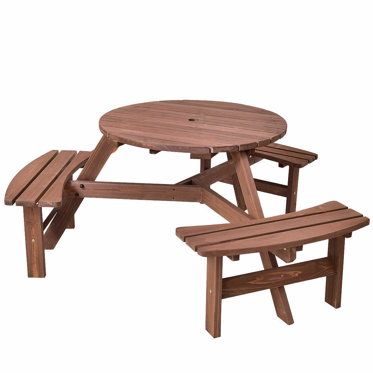 Premium Large Wooden Round Outdoor Patio Picnic Table