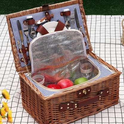 Large Insulated Wicker Picnic Basket Set