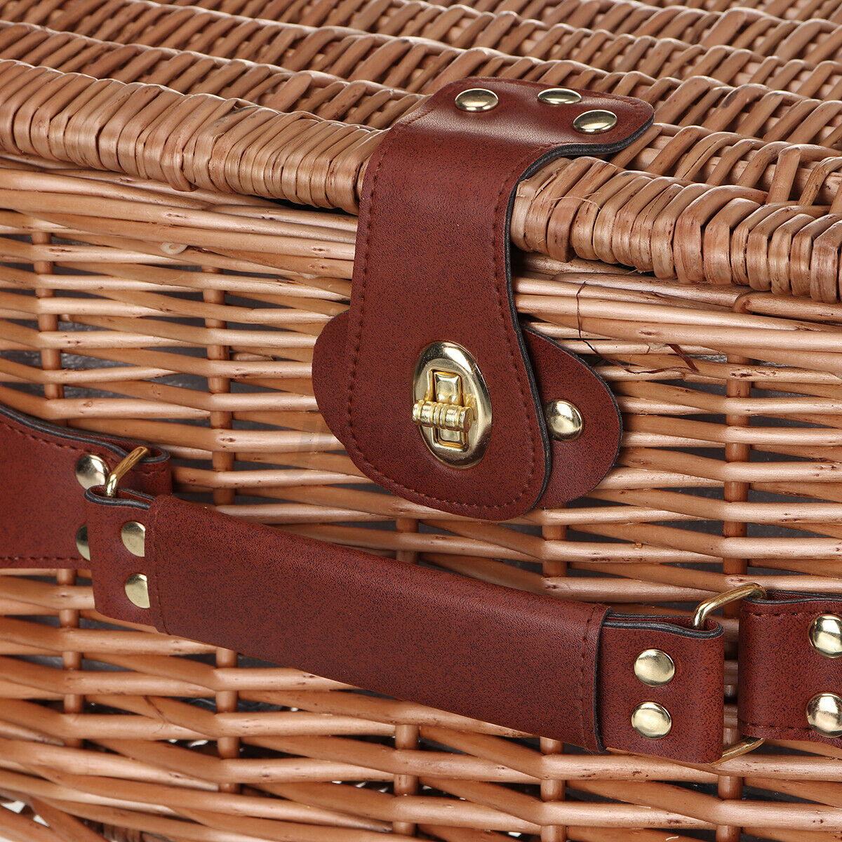 Large Insulated Wicker Picnic Basket Set