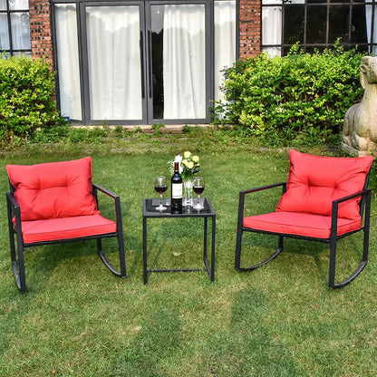 Premium Outdoor 3 Piece Rocking Table And Chairs Bistro Set