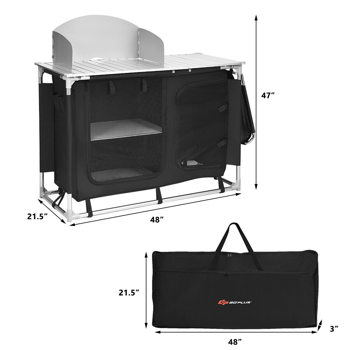 Large Portable Outdoor Camping Kitchen Cook Table Station