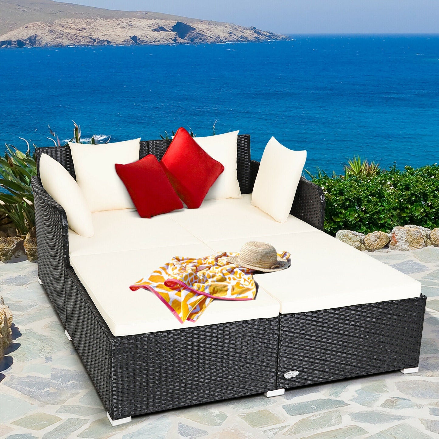 Large Modern Outdoor Patio Furniture Cushioned Daybed