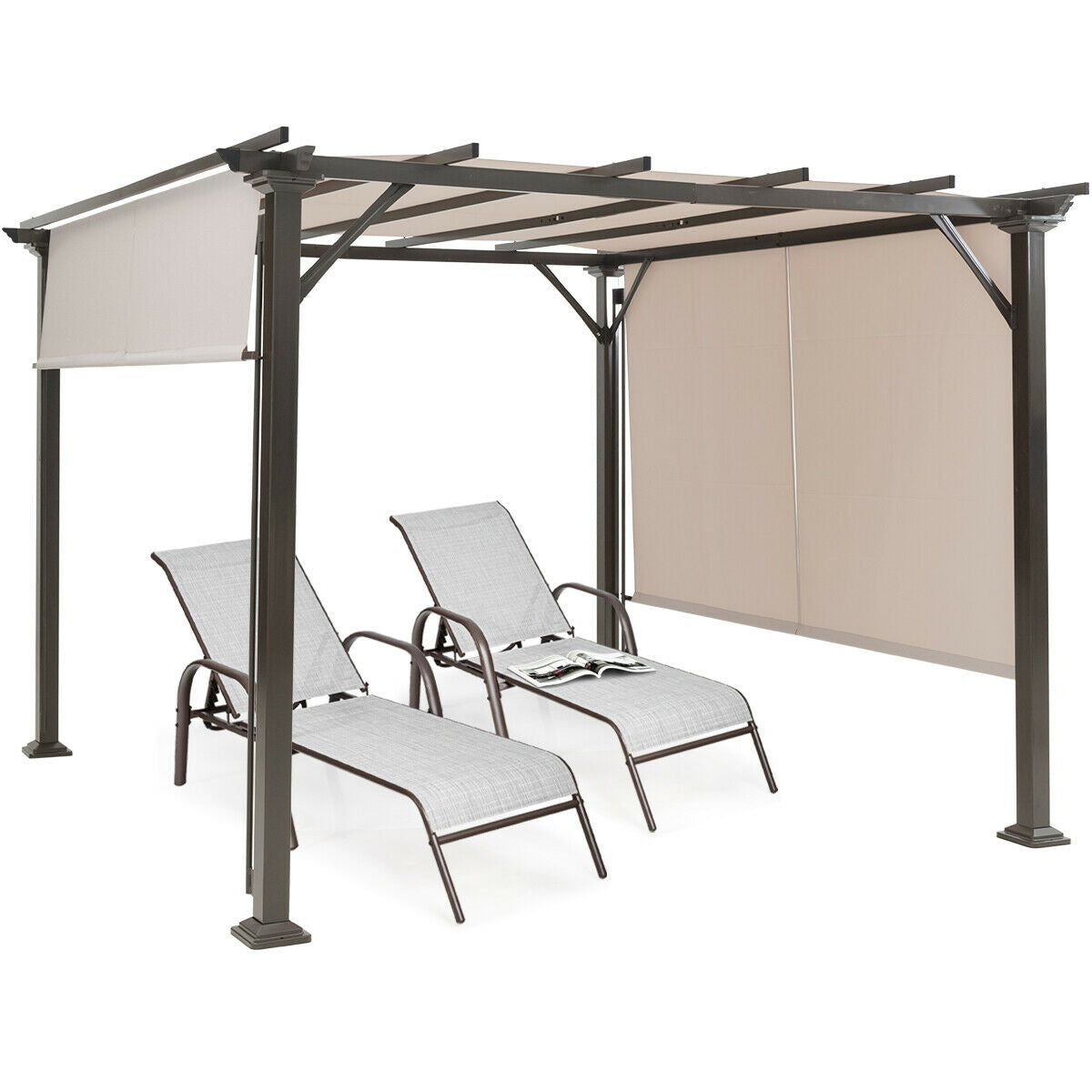 Large Outdoor Backyard Patio Garden Covered Pergola Canopy Kit 10' x 10'