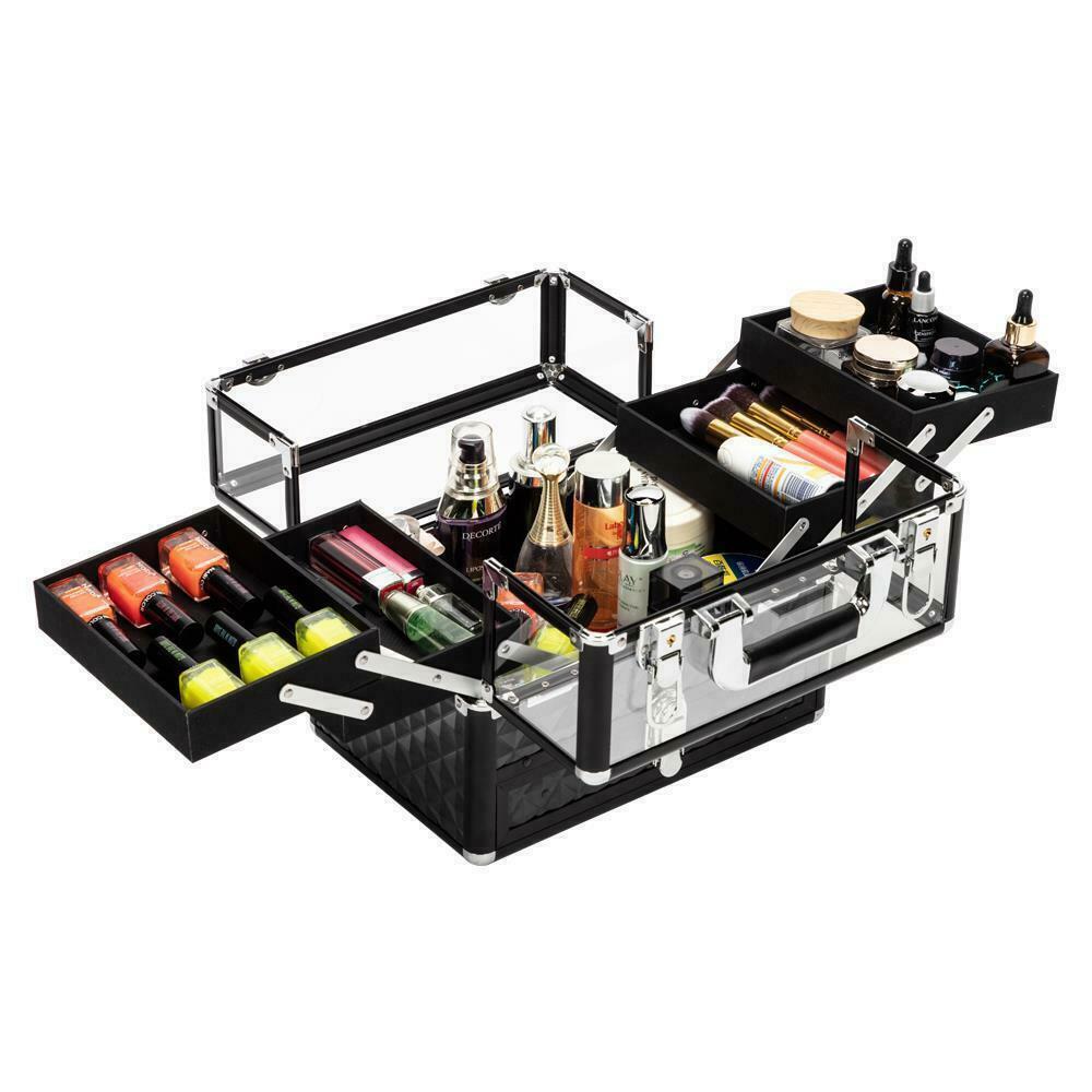 Large Compact Traveling Makeup Organizer Suitcase Box