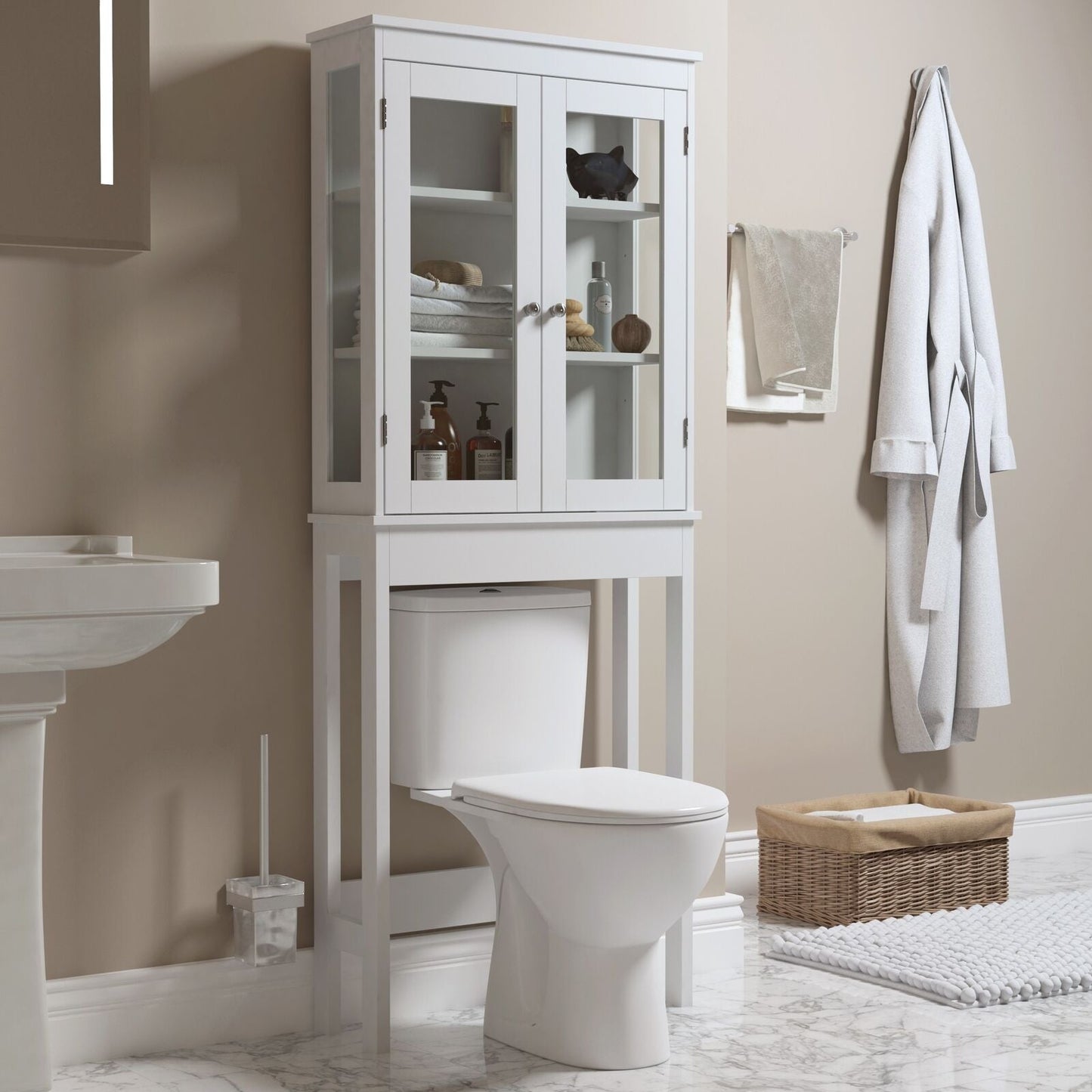 Spacious Over The Toilet Bathroom Space Saver Storage Cabinet