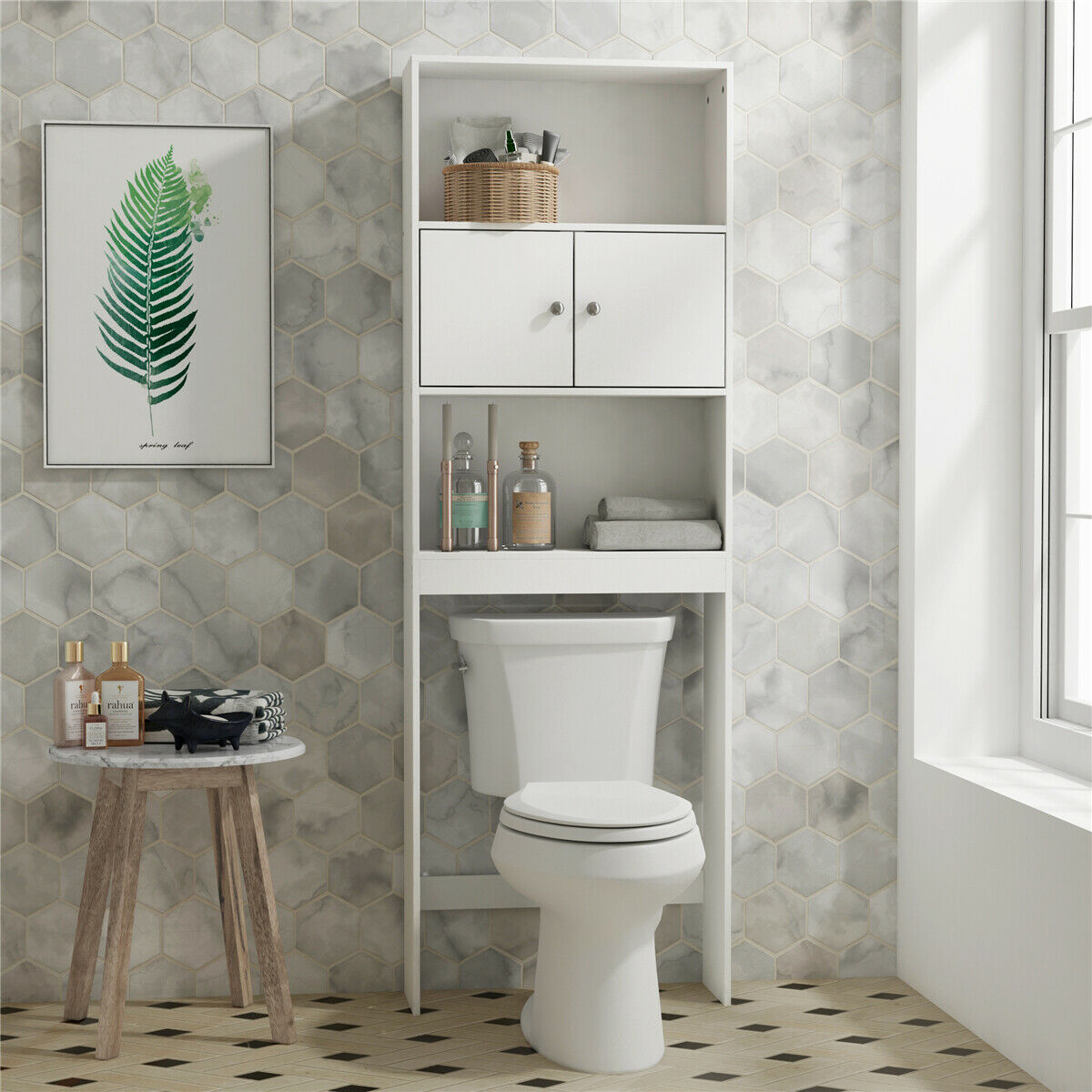 Spacious Over The Toilet Bathroom Space Saver Storage Cabinet