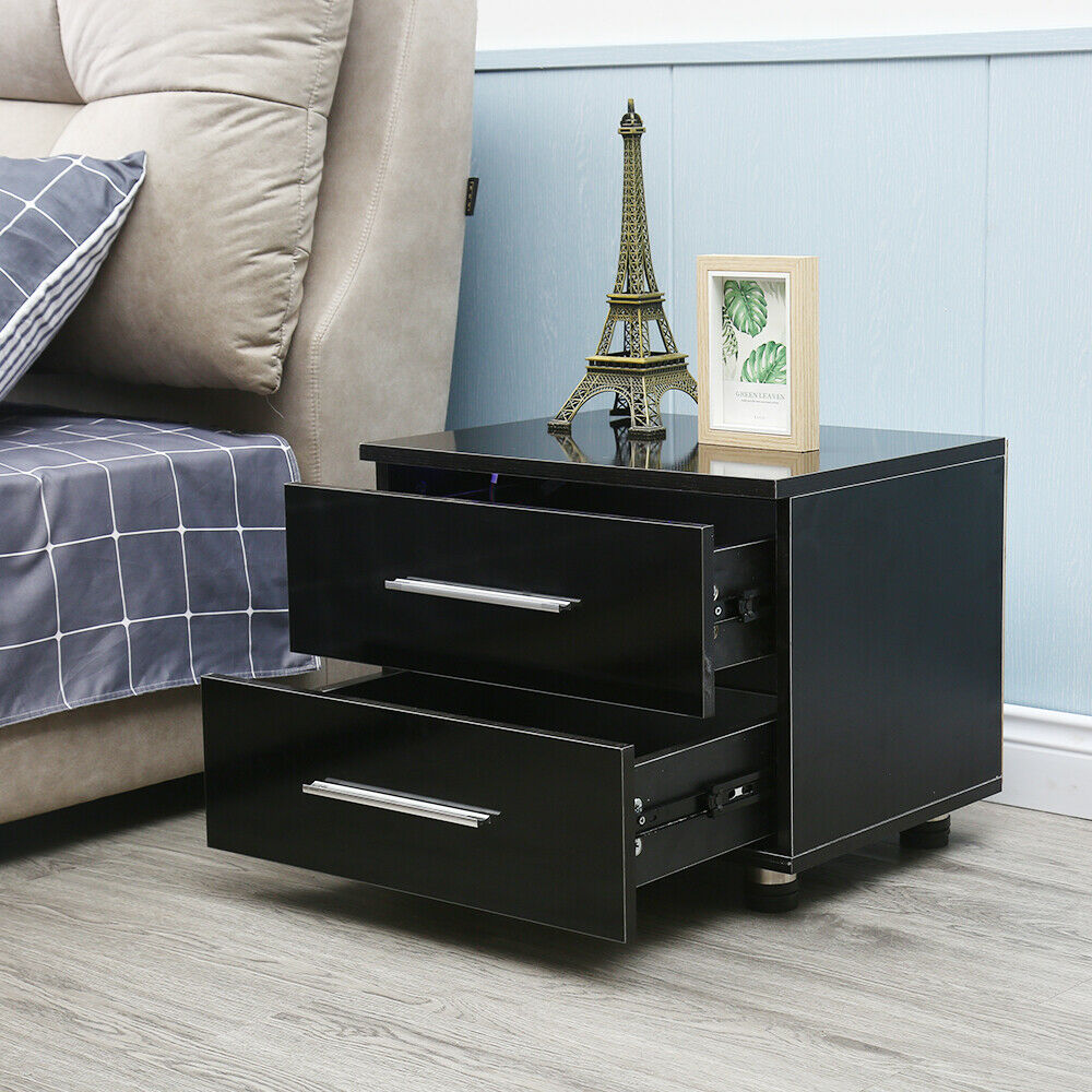 Luxurious Modern LED Bedside Nightstand Drawer Storage Table