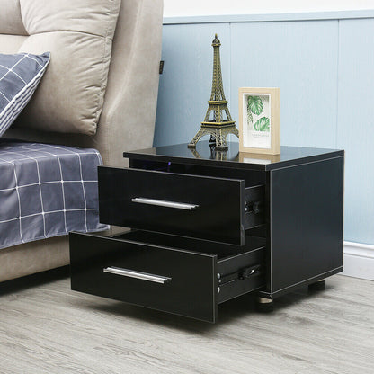 Luxurious Modern LED Bedside Nightstand Drawer Storage Table
