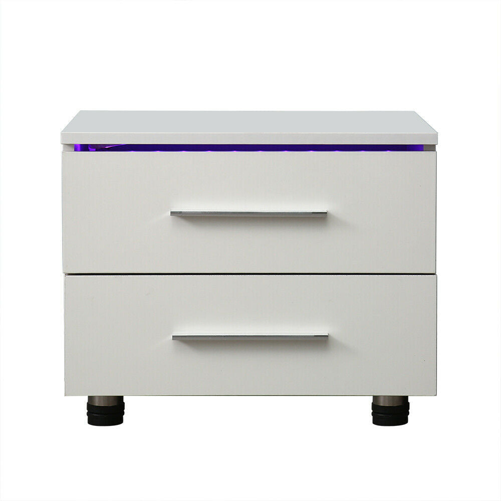 Luxurious Modern LED Bedside Nightstand Drawer Storage Table