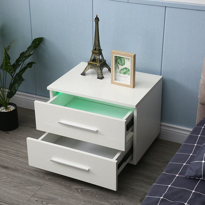 Luxurious Modern LED Bedside Nightstand Drawer Storage Table