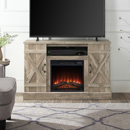 Modern Wooden Electric Fireplace Farmhouse Entertainment TV Stand 47"