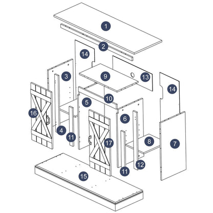 Modern Wooden Electric Fireplace Farmhouse Entertainment TV Stand 47"