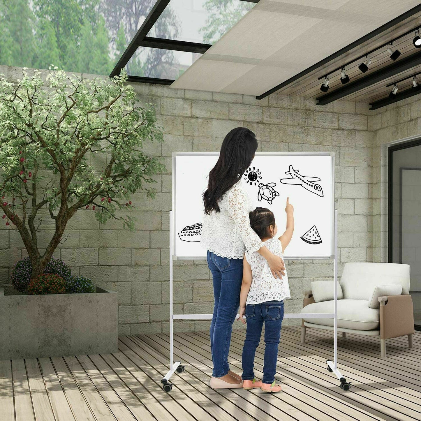 Portable Rolling Magnetic Office Dry Erase Whiteboard