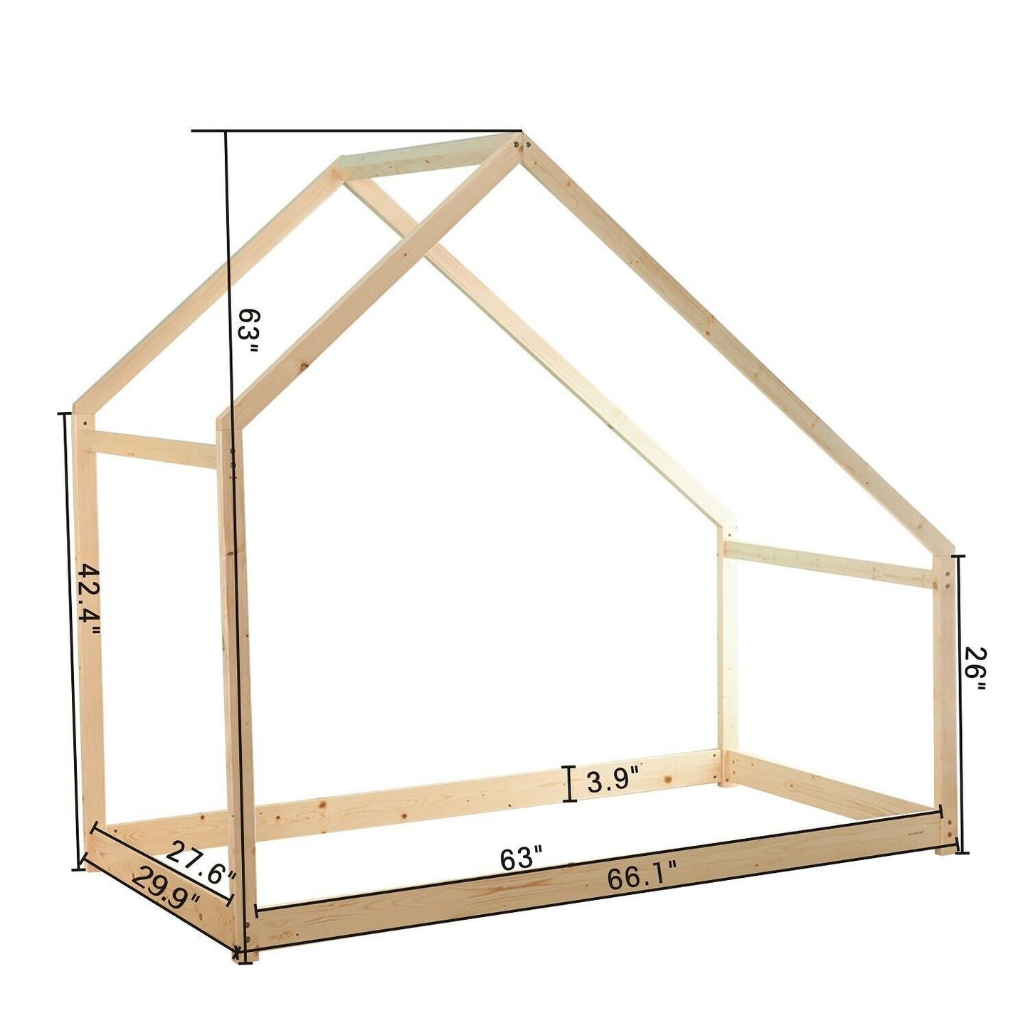 Kids Full Size Montessori Twin Bed Floor Frame