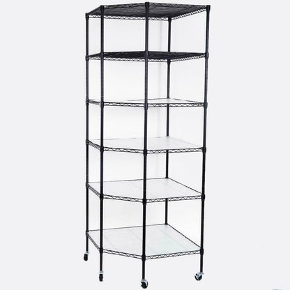 Large Rolling Kitchen / Garage Corner Storage Shelf Rack Stand