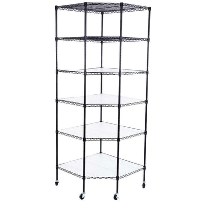 Large Rolling Kitchen / Garage Corner Storage Shelf Rack Stand