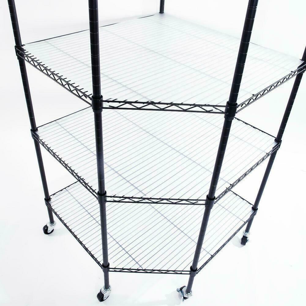 Large Rolling Kitchen / Garage Corner Storage Shelf Rack Stand