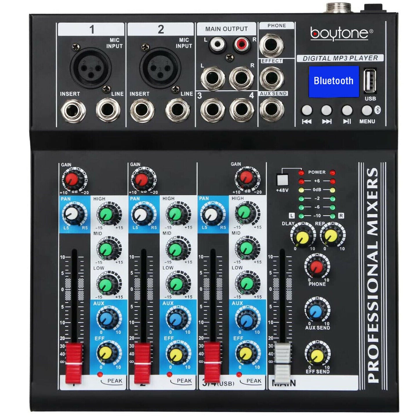 Portable Compact Digital Studio USB Sound 4 Channel Music Mixer