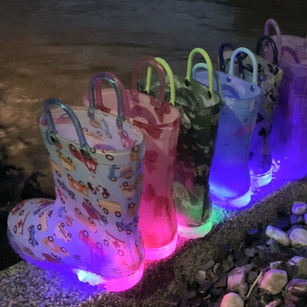 Heavy Duty Kids Light Up Rubber Rain Boots