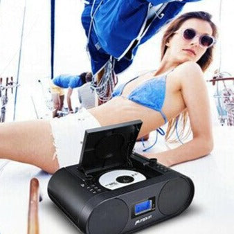 Portable Compact Bluetooth Vintage CD Boombox Radio Speaker