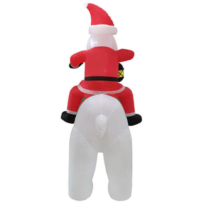 Giant Inflatable Outdoor Christmas Blow Up Santa With Polar Bear 7 Ft