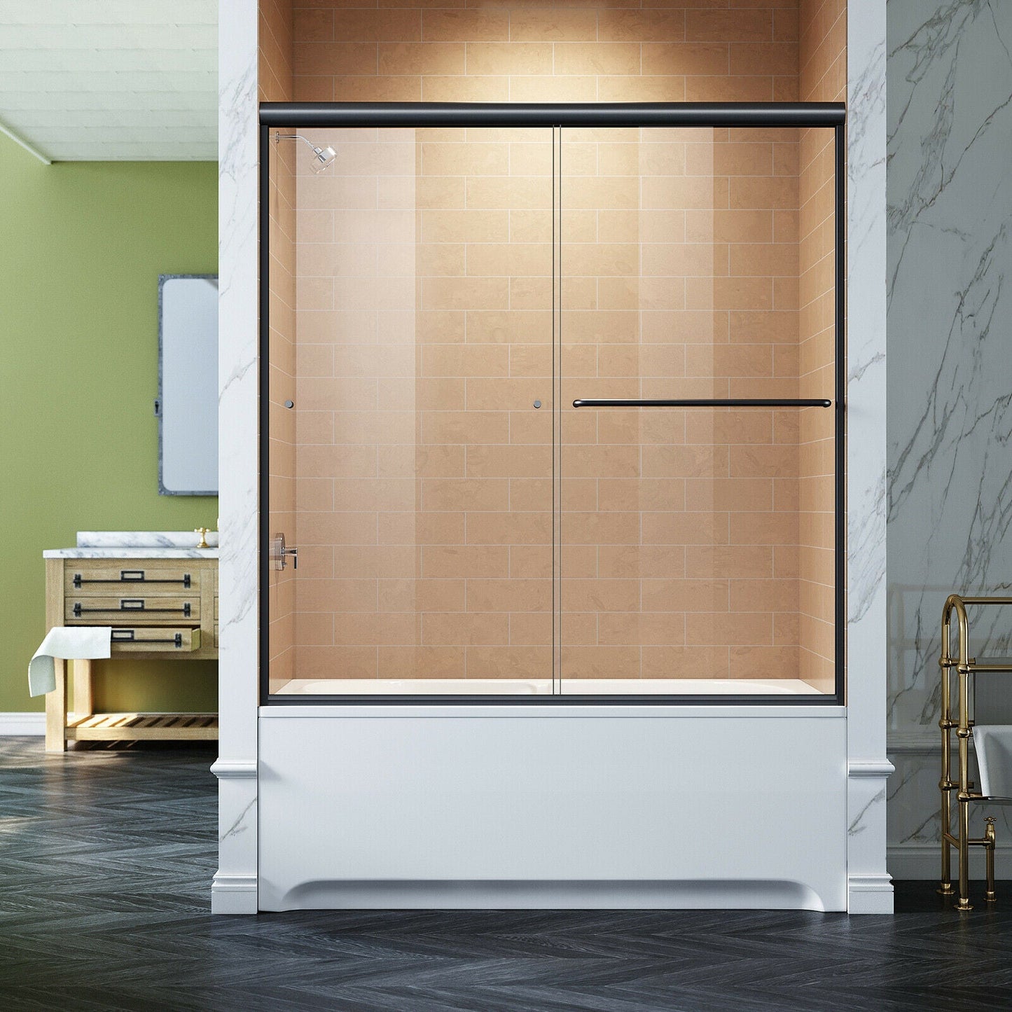 Semi Frameless Sliding Bathtub Glass Shower Door